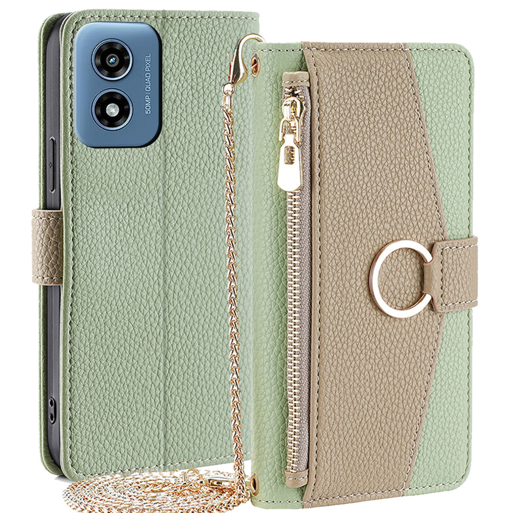 For Motorola Moto G Play (2024) 4G Makeup Mirror Zipper Pocket Phone Cover Drop Proof Case with Shoulder Strap For Motorola Moto G Play (2024) 4G Makeup Mirror Zipper Pocket Phone Cover Drop Proof Case with Shoulder Strap
